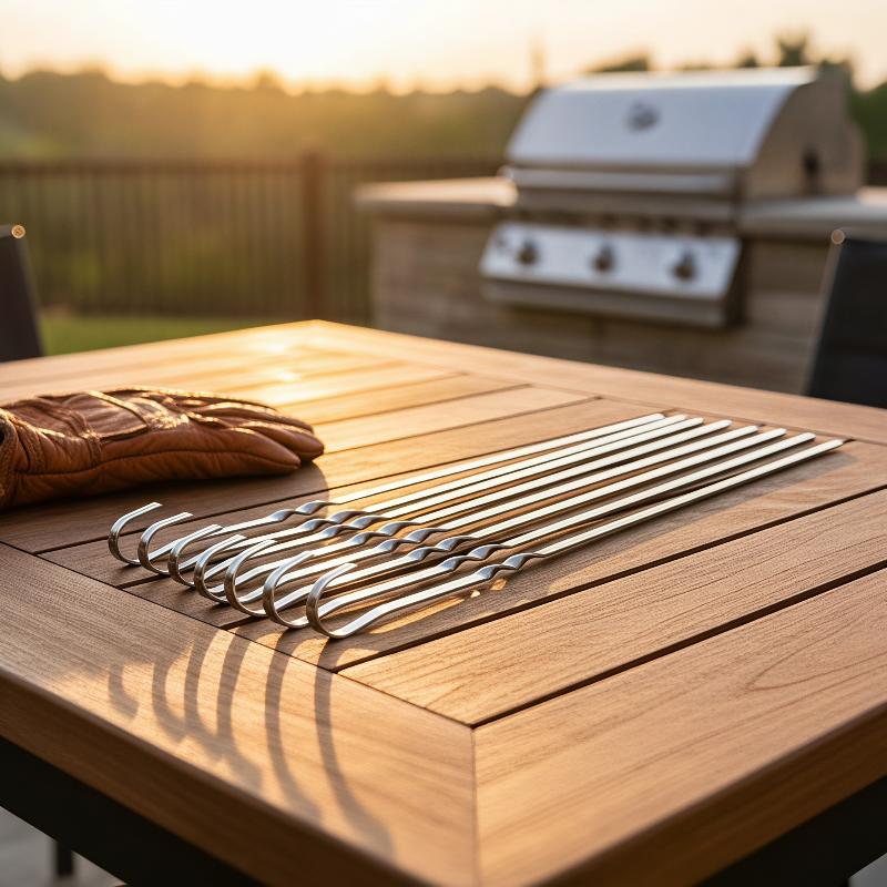 Outdoor Camping Utensils - Brochetas para Barbacoa de Acero Inoxidable,