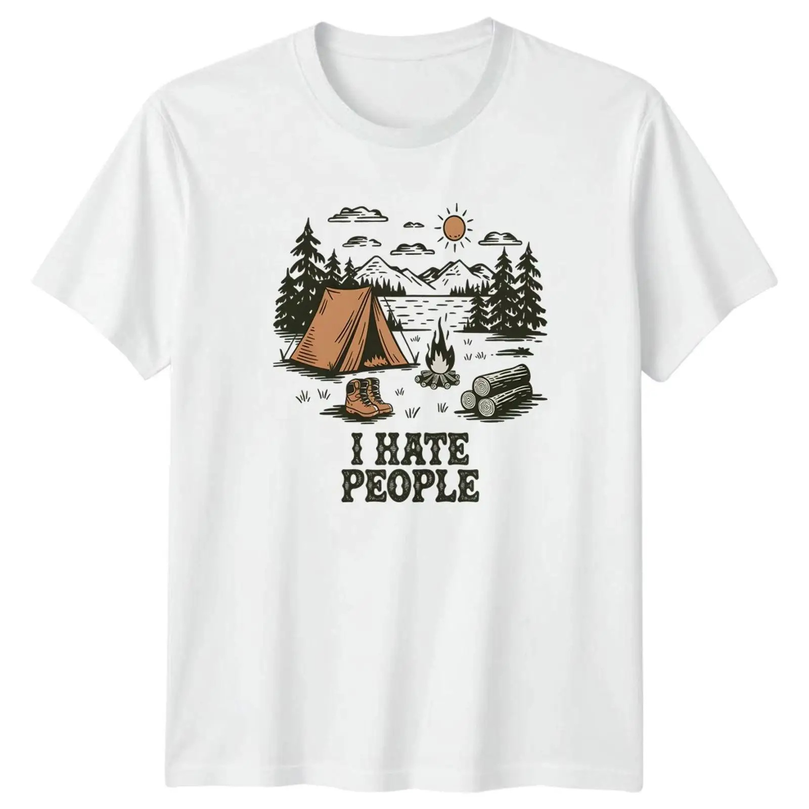 Outdoor Und Camping - Camiseta I Hate People para acampar